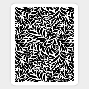 Floral Geometric Abstract Art - Black And White Sticker